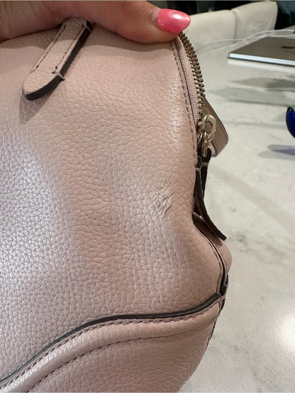 kate spade Pale Pink Pebbled Leather Dome Satchel